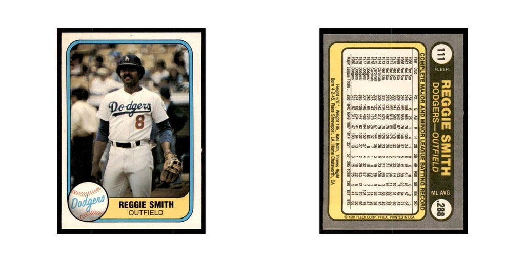 1981 Fleer Reggie Smith Baseball Cards #111