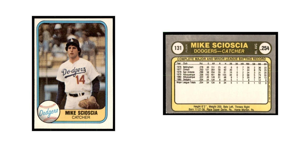 1981 Fleer Mike Scioscia Baseball Cards #131