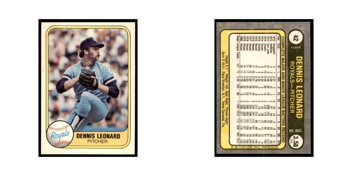 1981 Fleer Dennis Leonard Baseball Cards #42