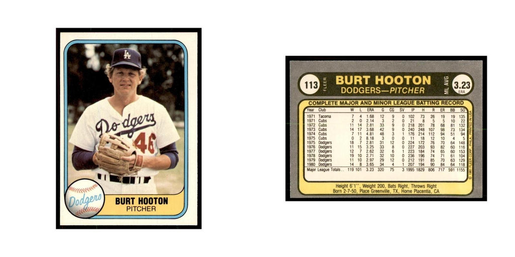 1981 Fleer Burt Hooton Baseball Cards #113