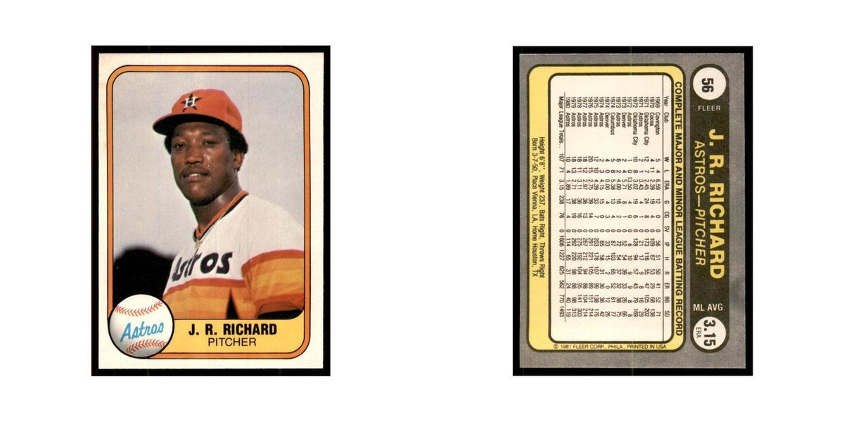 1981 Fleer J.R. Richard Baseball Cards #56