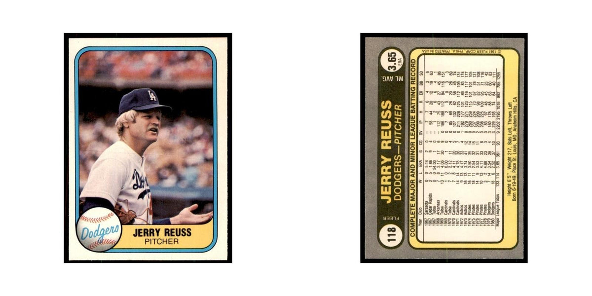 1981 Fleer Jerry Reuss Baseball Cards #118