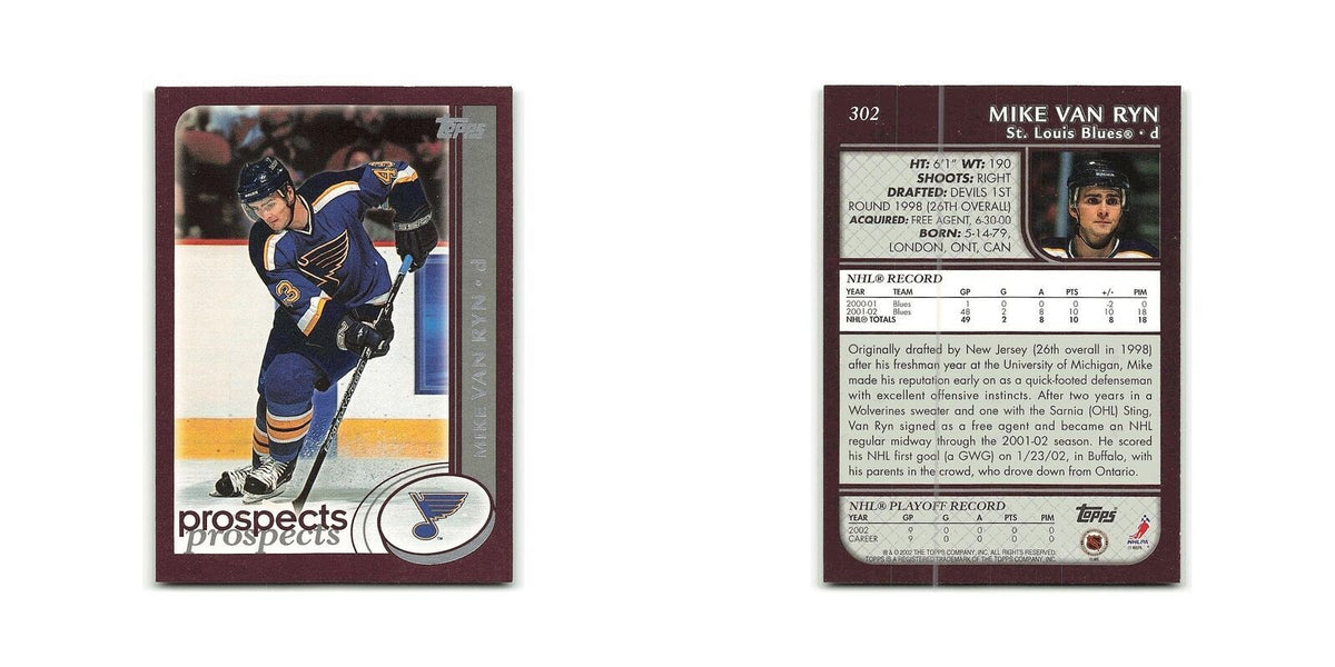 Mike Van Ryn 2002 Topps #302 St. Louis Blues Hockey Card NM