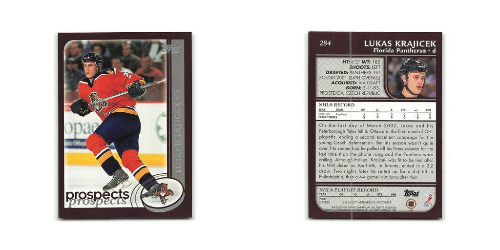 Lukas Krajicek 2002 Topps #284 Florida Panthers Hockey Card NM