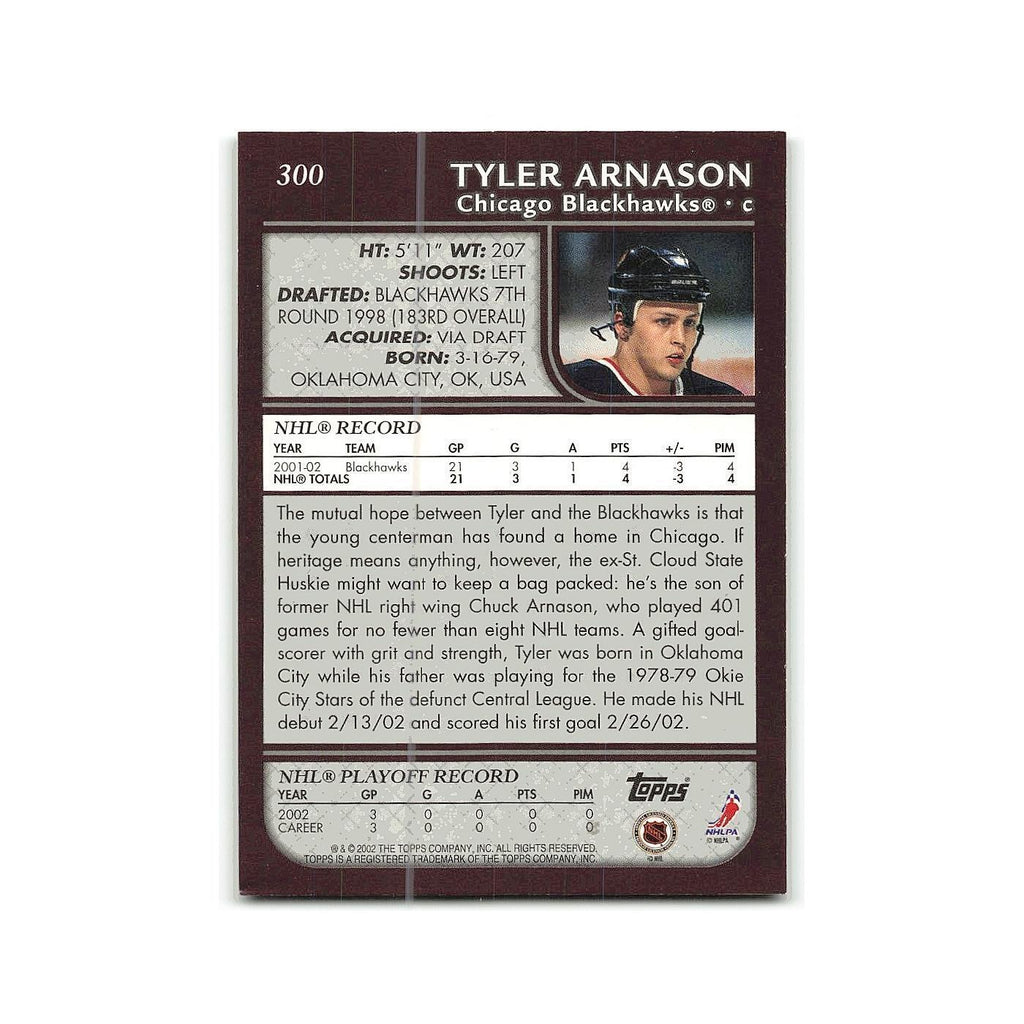 Tyler Arnason 2002 Topps #300 Chicago Blackhawks Hockey Card NM