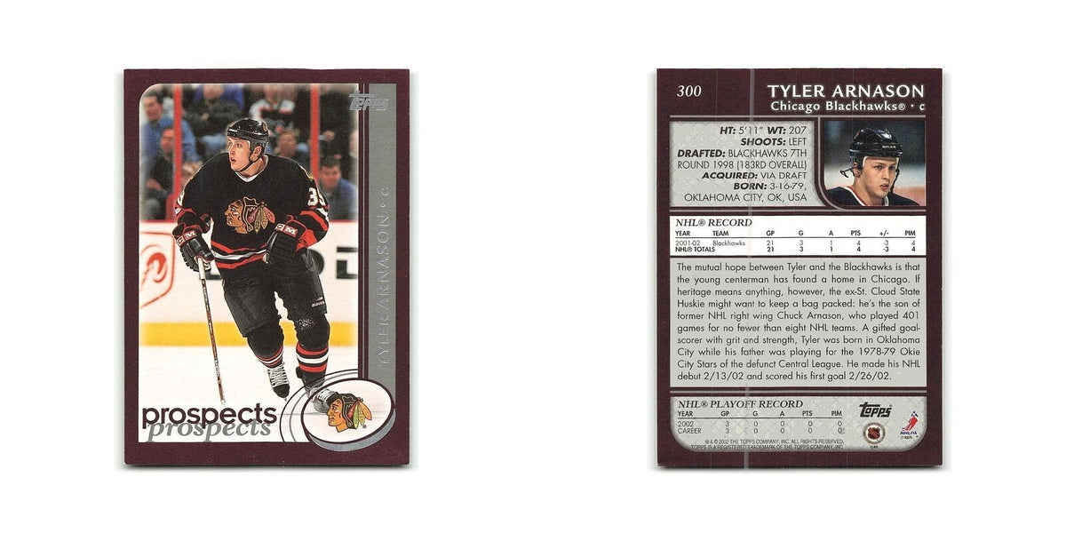 Tyler Arnason 2002 Topps #300 Chicago Blackhawks Hockey Card NM