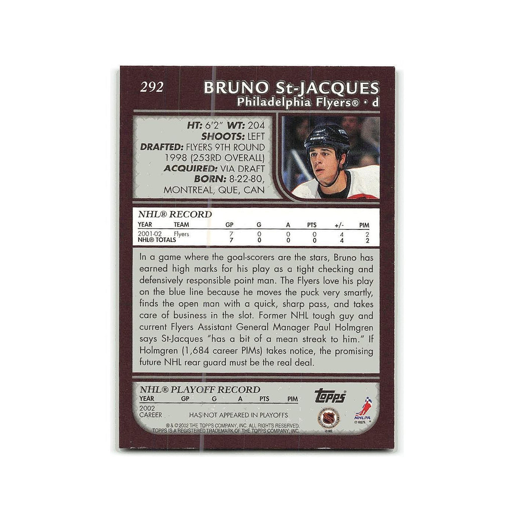 Bruno St. Jacques 2002 Topps #292 Philadelphia Flyers Hockey Card NM