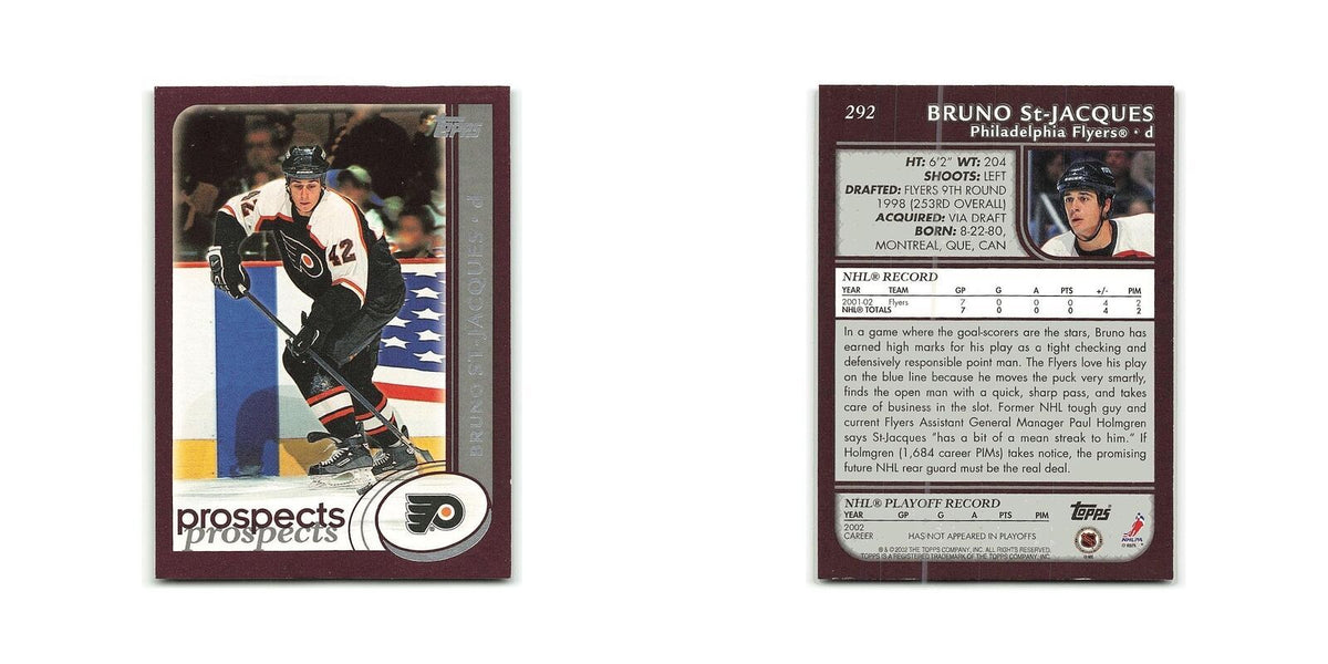 Bruno St. Jacques 2002 Topps #292 Philadelphia Flyers Hockey Card NM