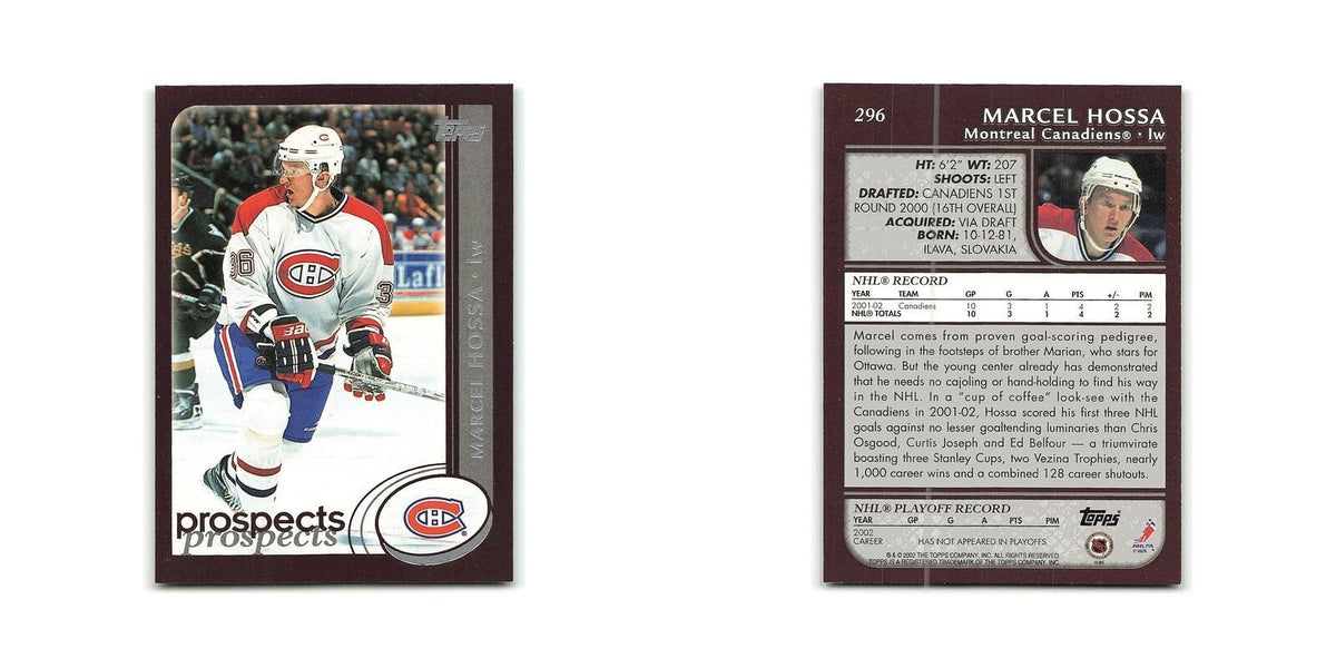 Marcel Hossa 2002 Topps #296 Montreal Canadiens Hockey Card NM