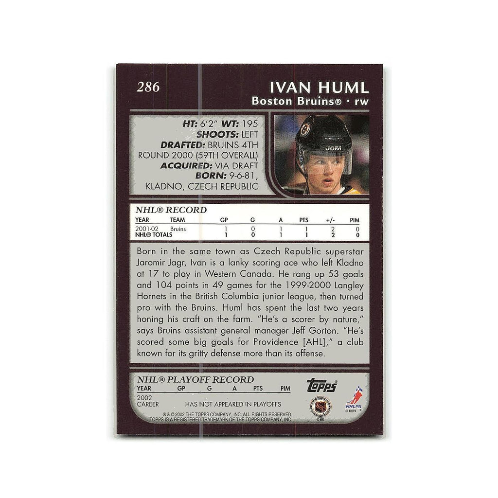 Ivan Huml 2002 Topps #286 Boston Bruins Hockey Card NM