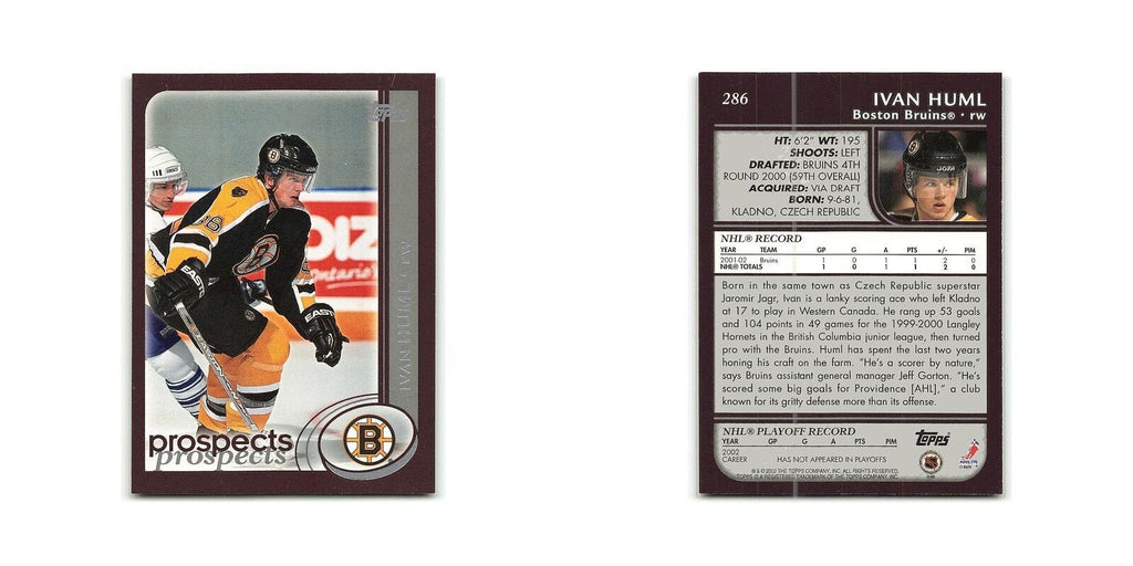 Ivan Huml 2002 Topps #286 Boston Bruins Hockey Card NM
