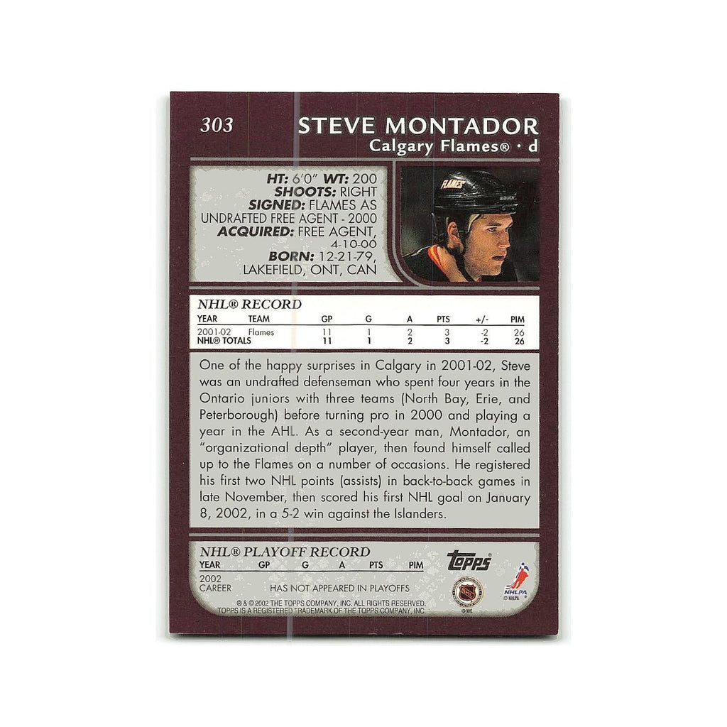 Steve Montador 2002 Topps #303 Calgary Flames Hockey Card NM