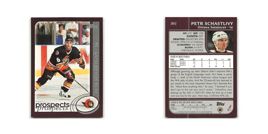 Petr Schastlivy 2002 Topps #301 Ottawa Senators Hockey Card NM