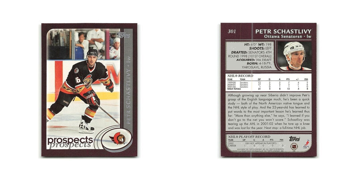 Petr Schastlivy 2002 Topps #301 Ottawa Senators Hockey Card NM