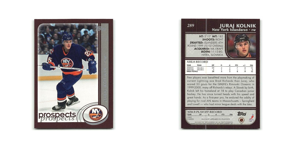 Juraj Kolnik 2002 Topps #289 New York Islanders Hockey Card NM