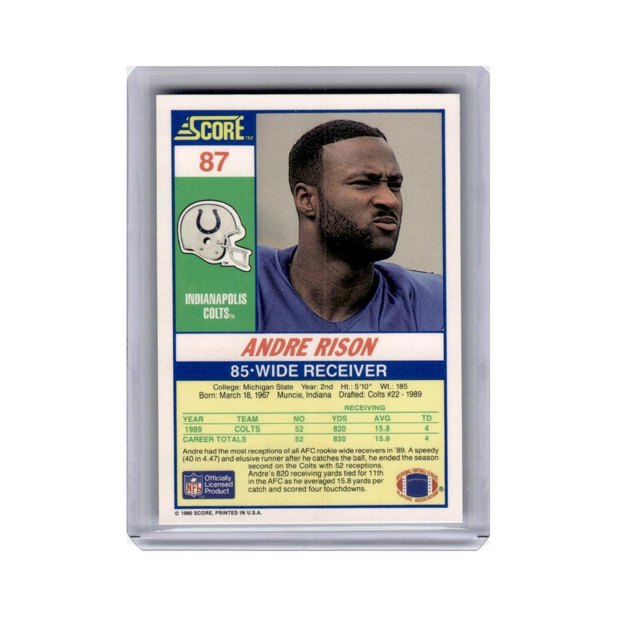 Andre Rison 1990 Score #87 Indianapolis Colts Football Card NM