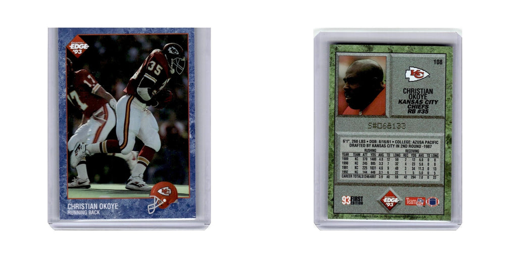 Christian Okoye 1993 Collector's Edge #108 Kansas City Chiefs Football Card NM