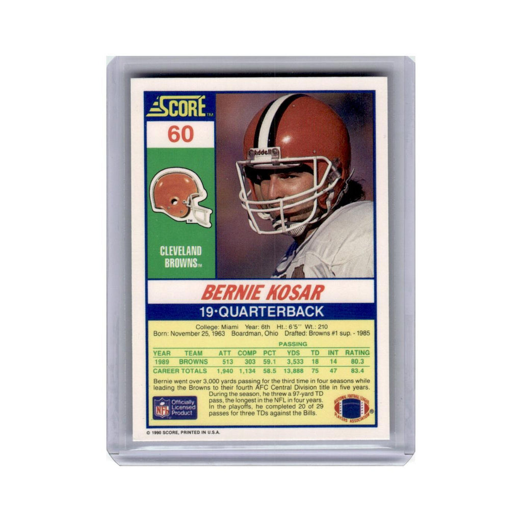 Bernie Kosar 1990 Score #60 Cleveland Browns Football Card NM
