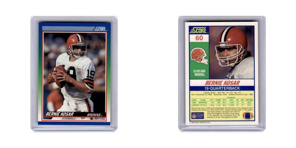Bernie Kosar 1990 Score #60 Cleveland Browns Football Card NM