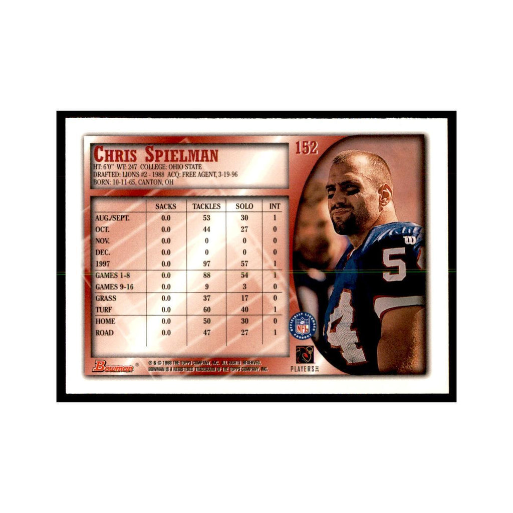 1998 Bowman Chris Spielman Football Cards #152