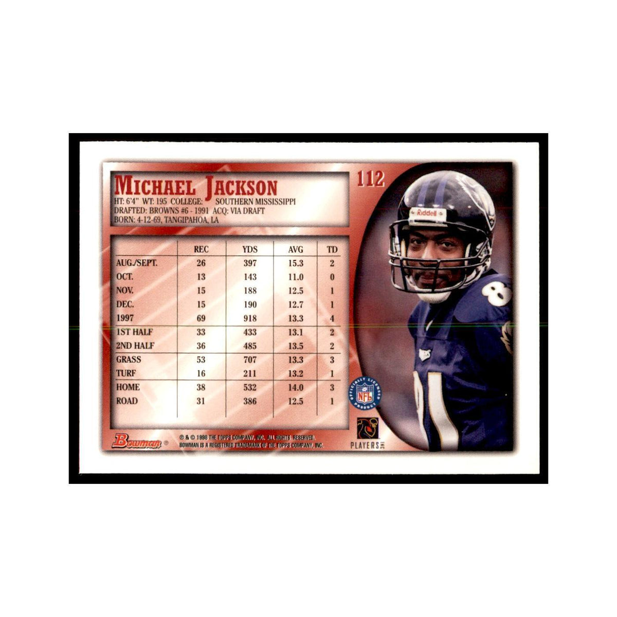1998 Bowman Michael Jackson Football Cards #112