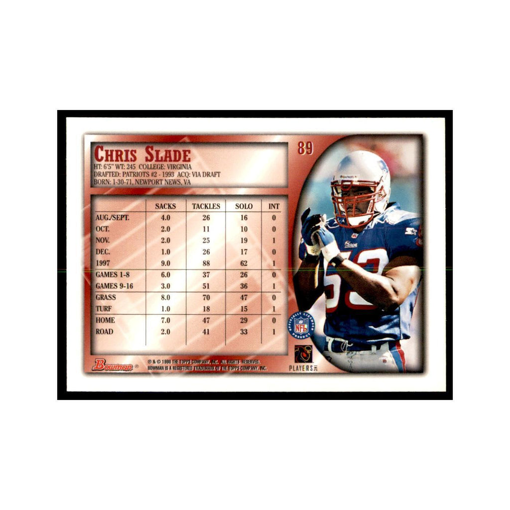 1998 Bowman Chris Slade Football Cards #89