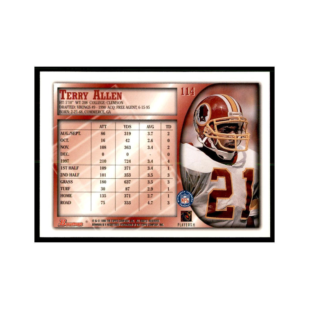 1998 Bowman Terry Allen Football Cards #114