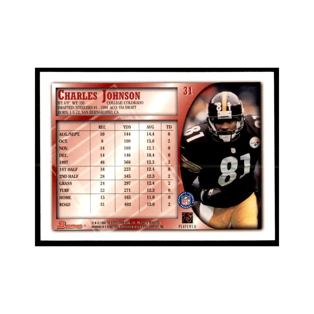 1998 Bowman Charles Johnson Football Cards #31