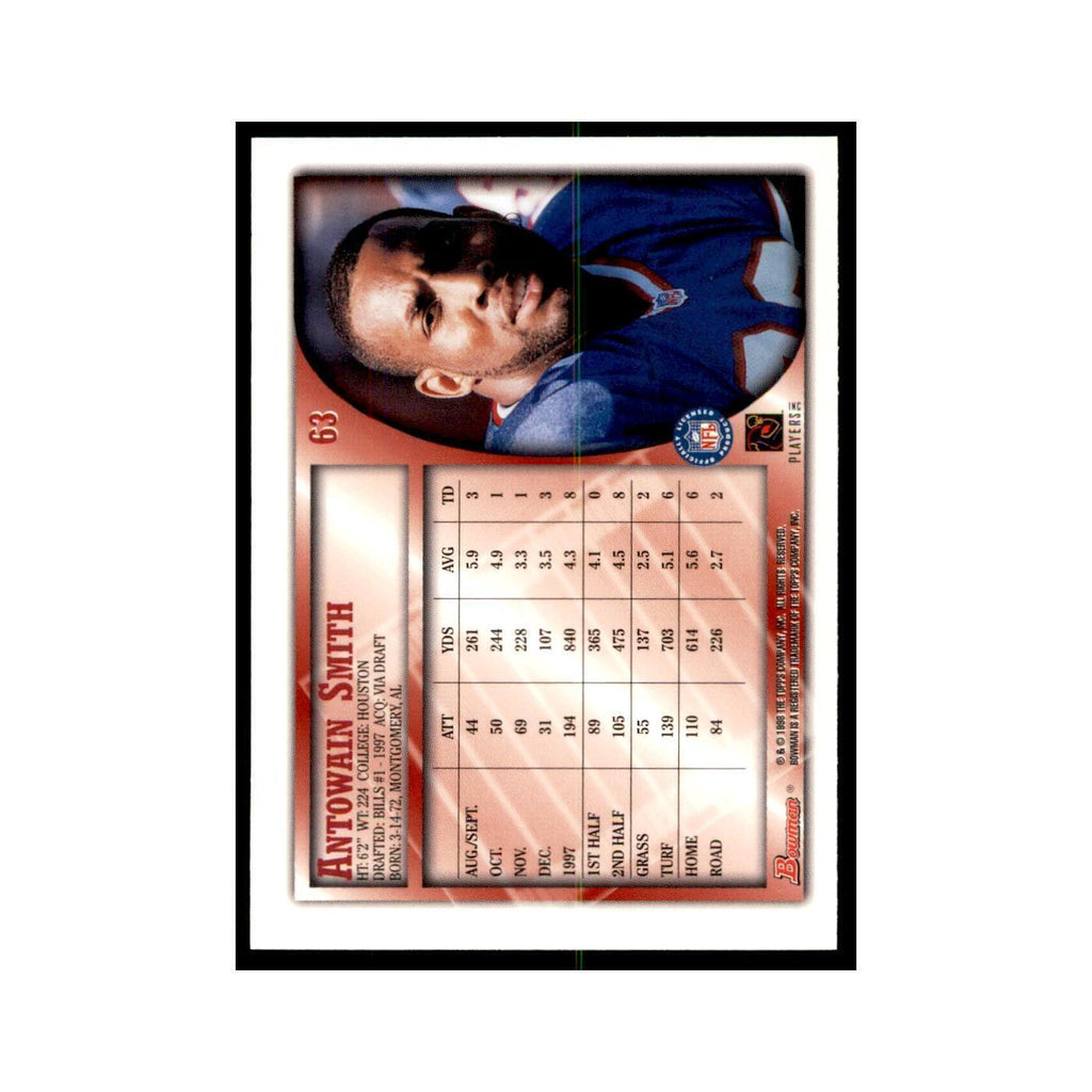 1998 Bowman Antowain Smith Football Cards #63