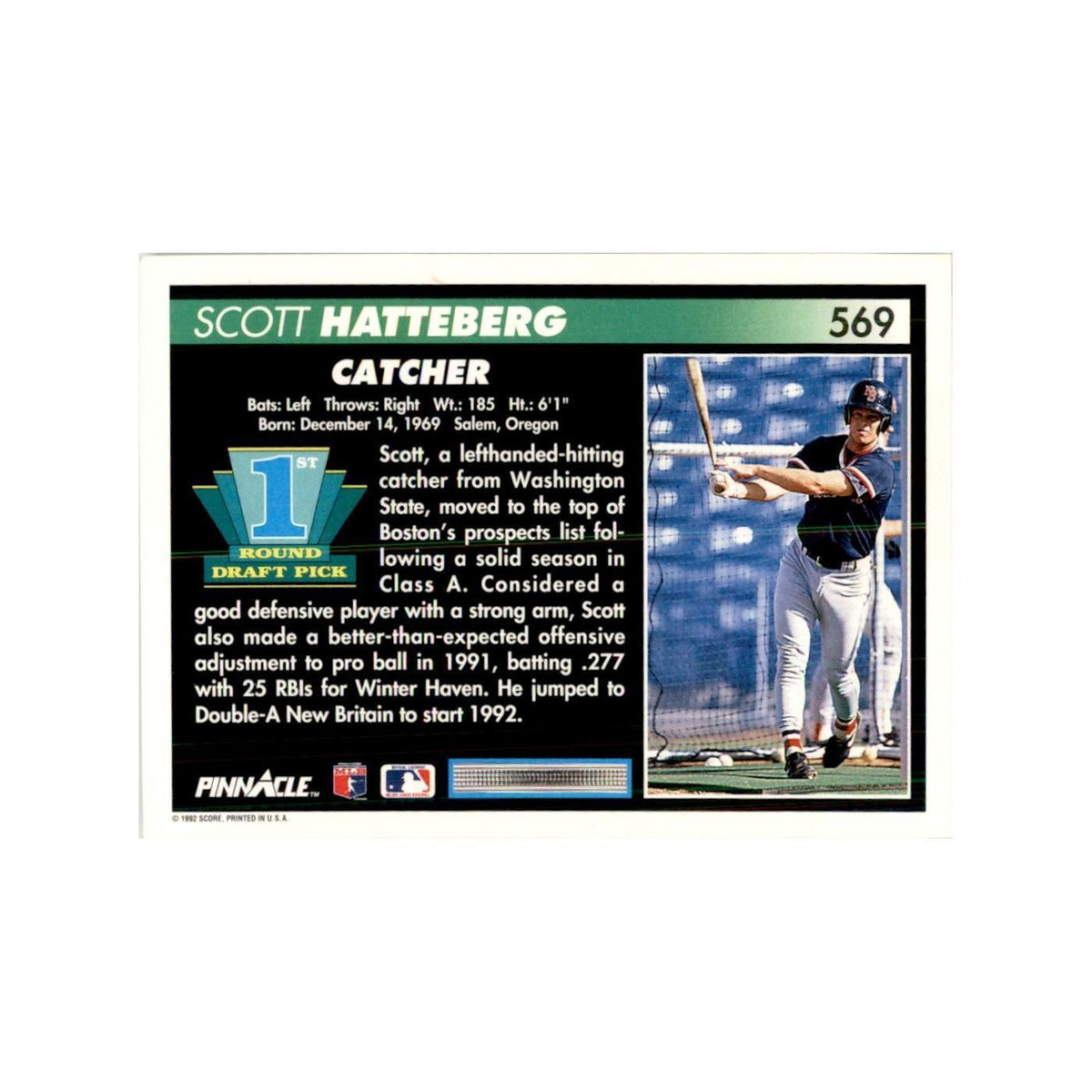 1992 Pinnacle Scott Hatteberg Baseball Cards #569