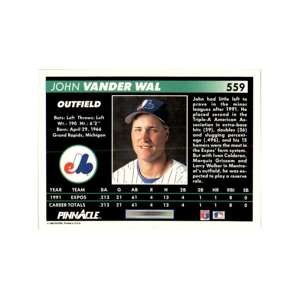 1992 Pinnacle John Vander Wal Baseball Cards #559