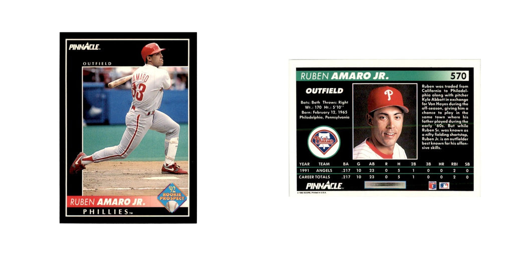 1992 Pinnacle Ruben Amaro Jr. Baseball Cards #570