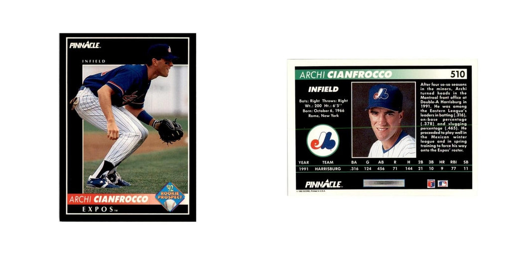 1992 Pinnacle Archi Cianfrocco Baseball Cards #510