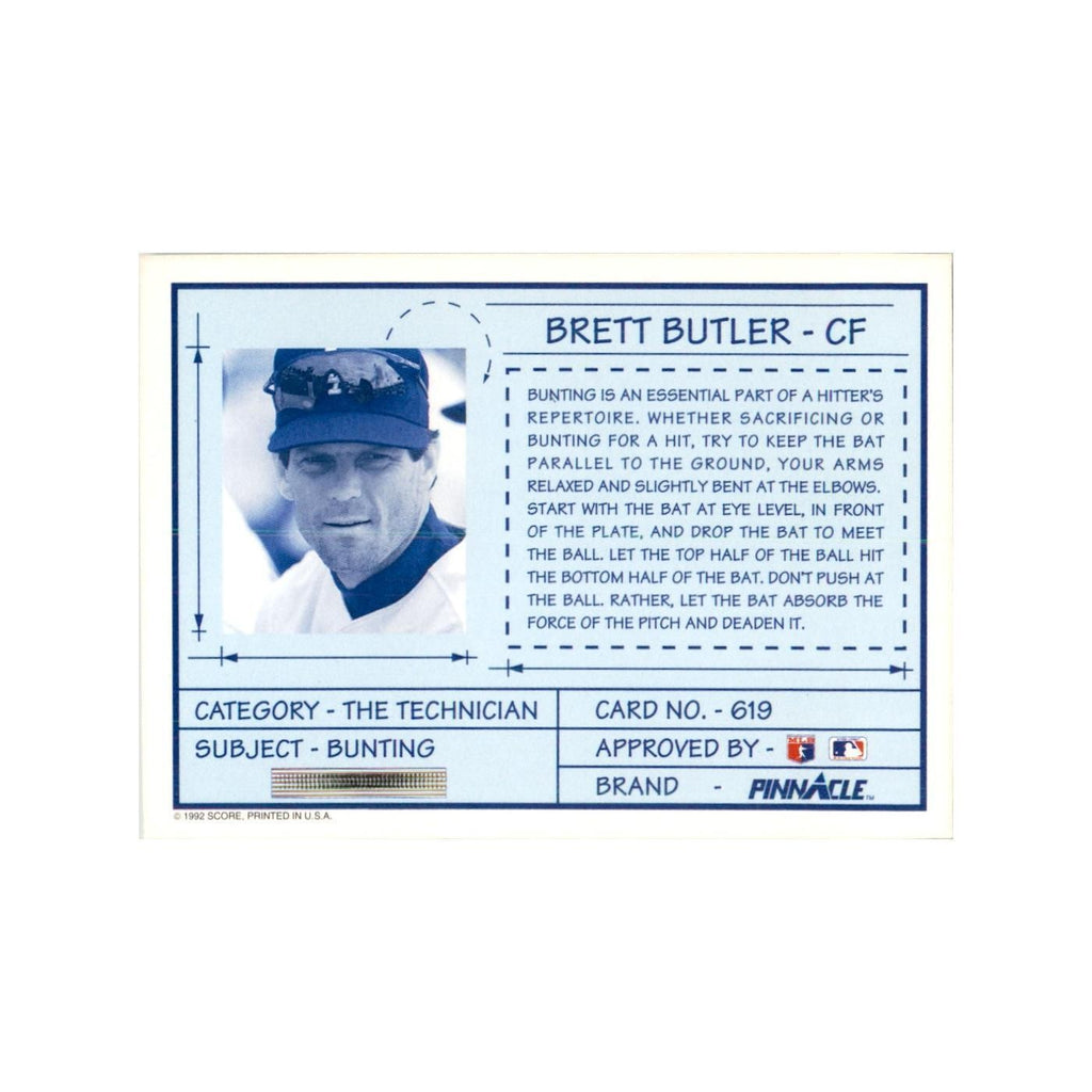 1992 Pinnacle Brett Butler Baseball Cards #619