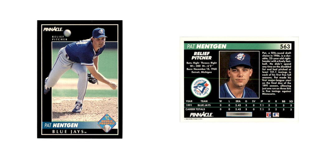 1992 Pinnacle Pat Hentgen Baseball Cards #563