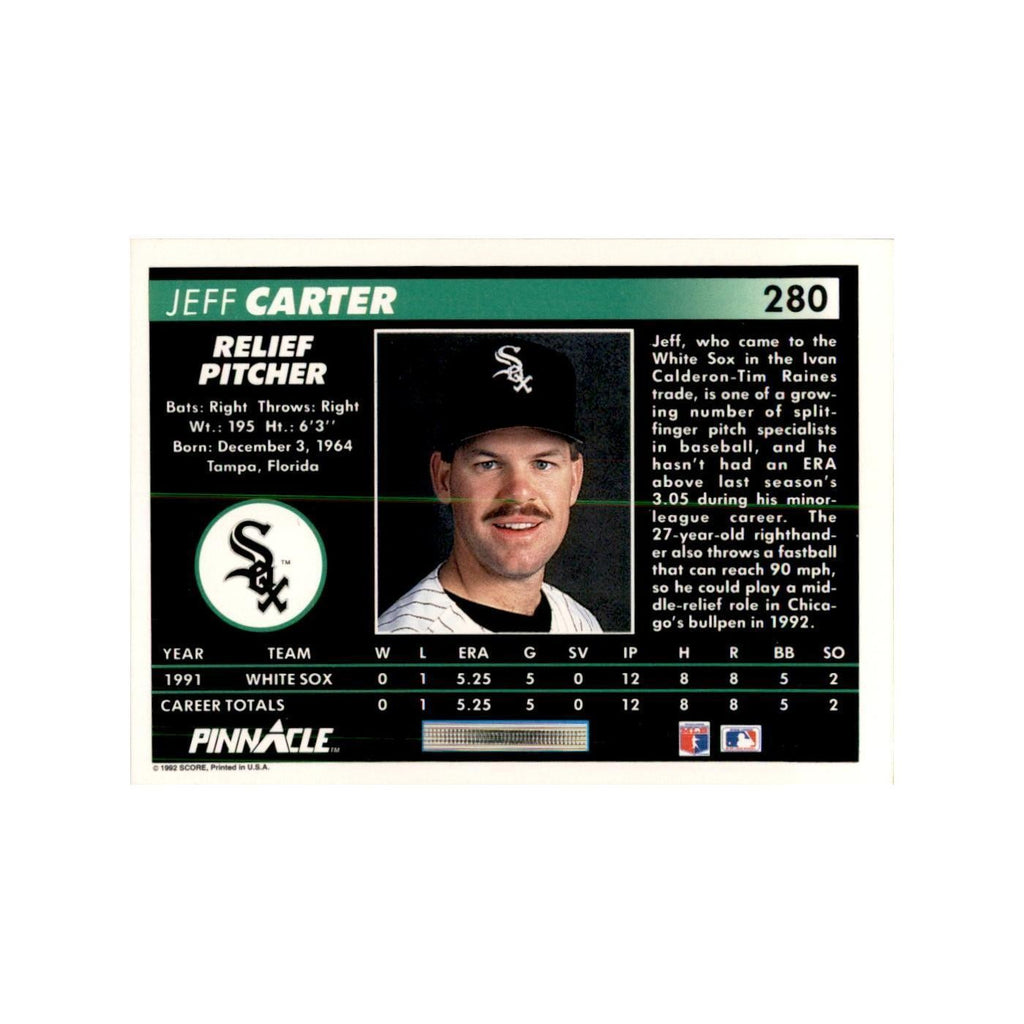 1992 Pinnacle Jeff Carter Baseball Cards #280
