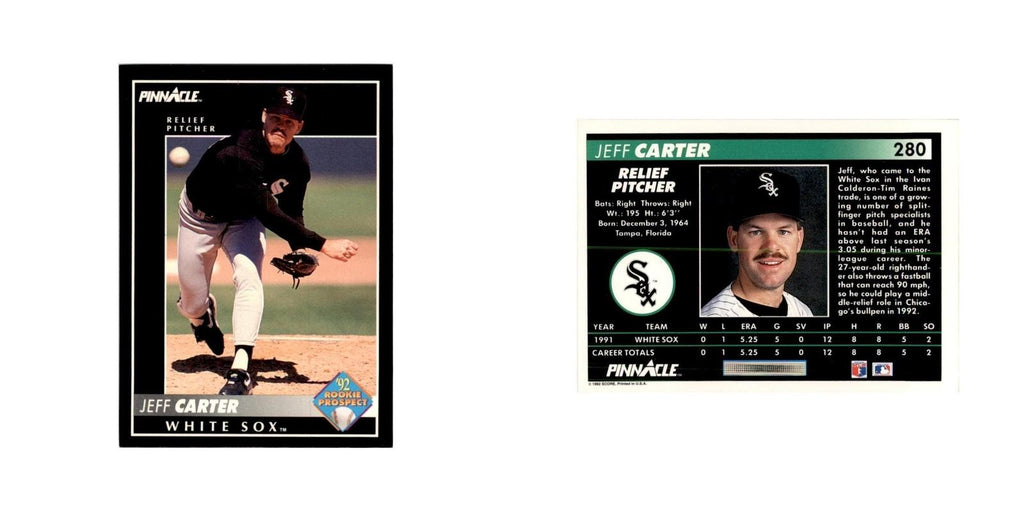 1992 Pinnacle Jeff Carter Baseball Cards #280