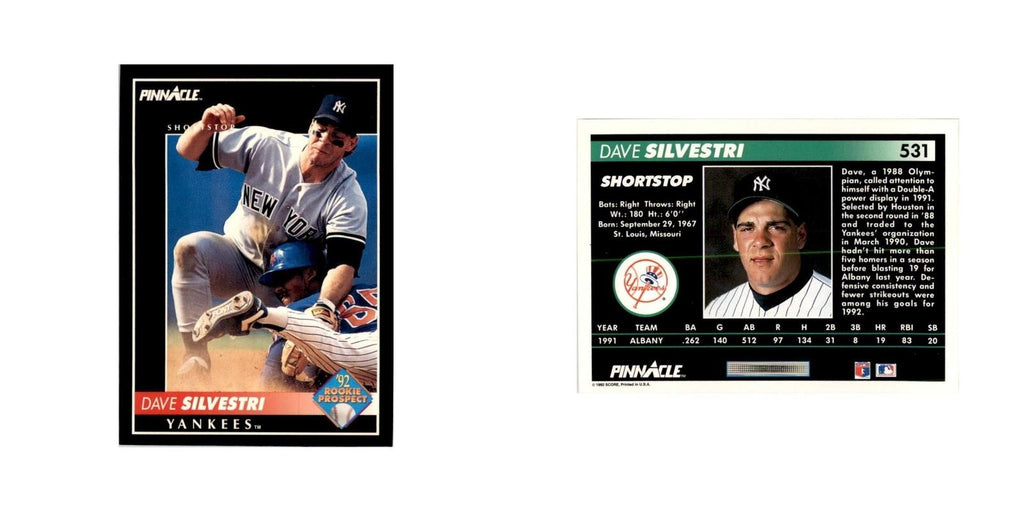 1992 Pinnacle Dave Silvestri Baseball Cards #531