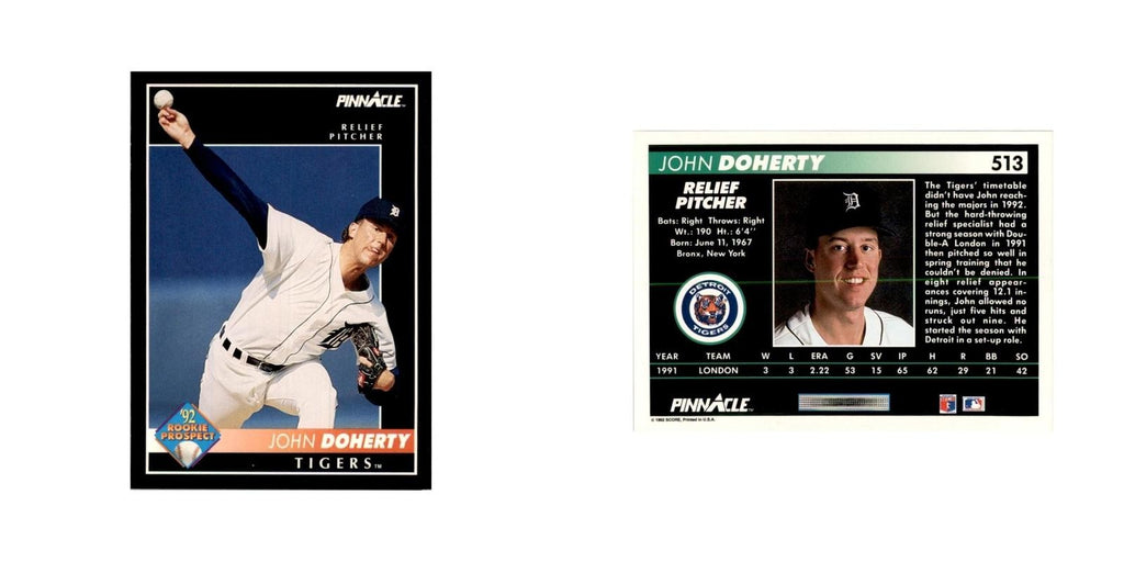 1992 Pinnacle John Doherty Baseball Cards #513