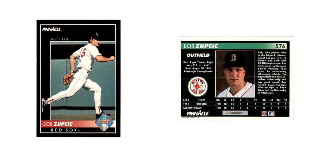 1992 Pinnacle Bob Zupcic Baseball Cards #576