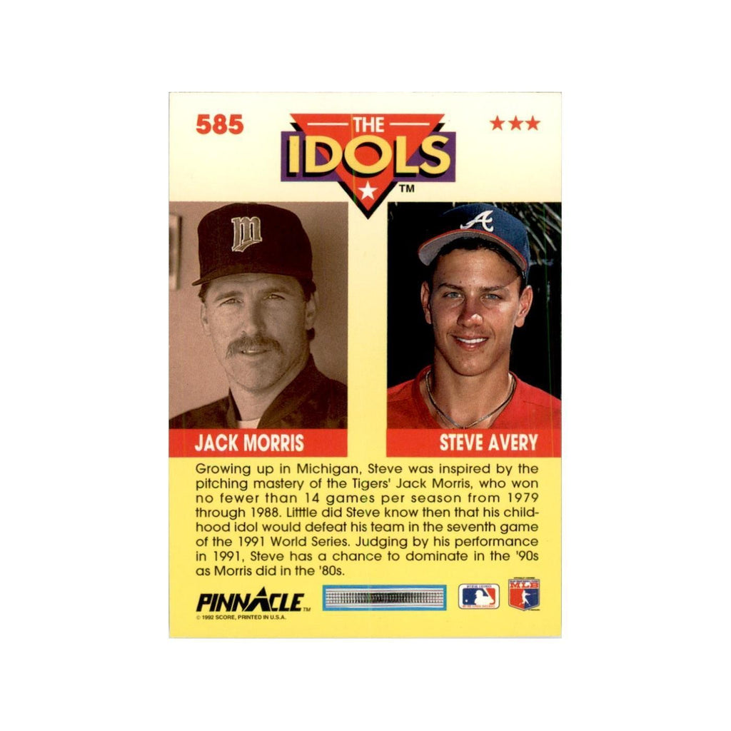 1992 Pinnacle Steve Avery/Jack Morris Baseball Cards #585