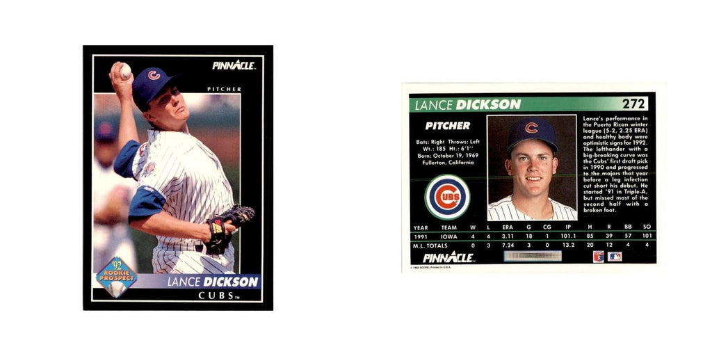 1992 Pinnacle Lance Dickson Baseball Cards #272