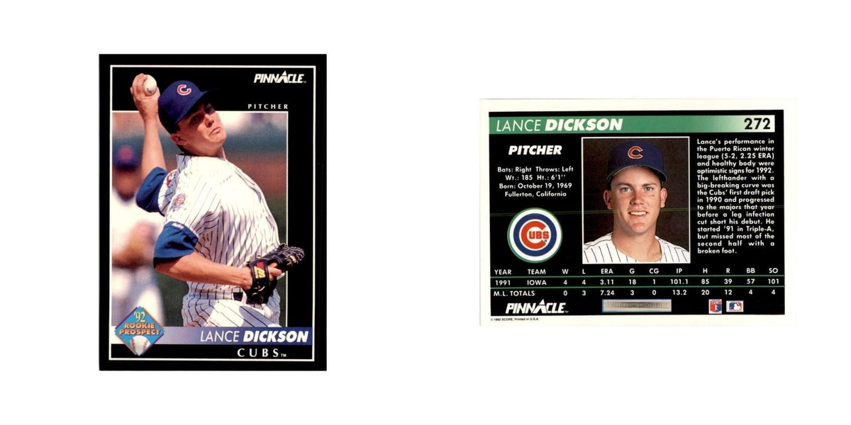 1992 Pinnacle Lance Dickson Baseball Cards #272