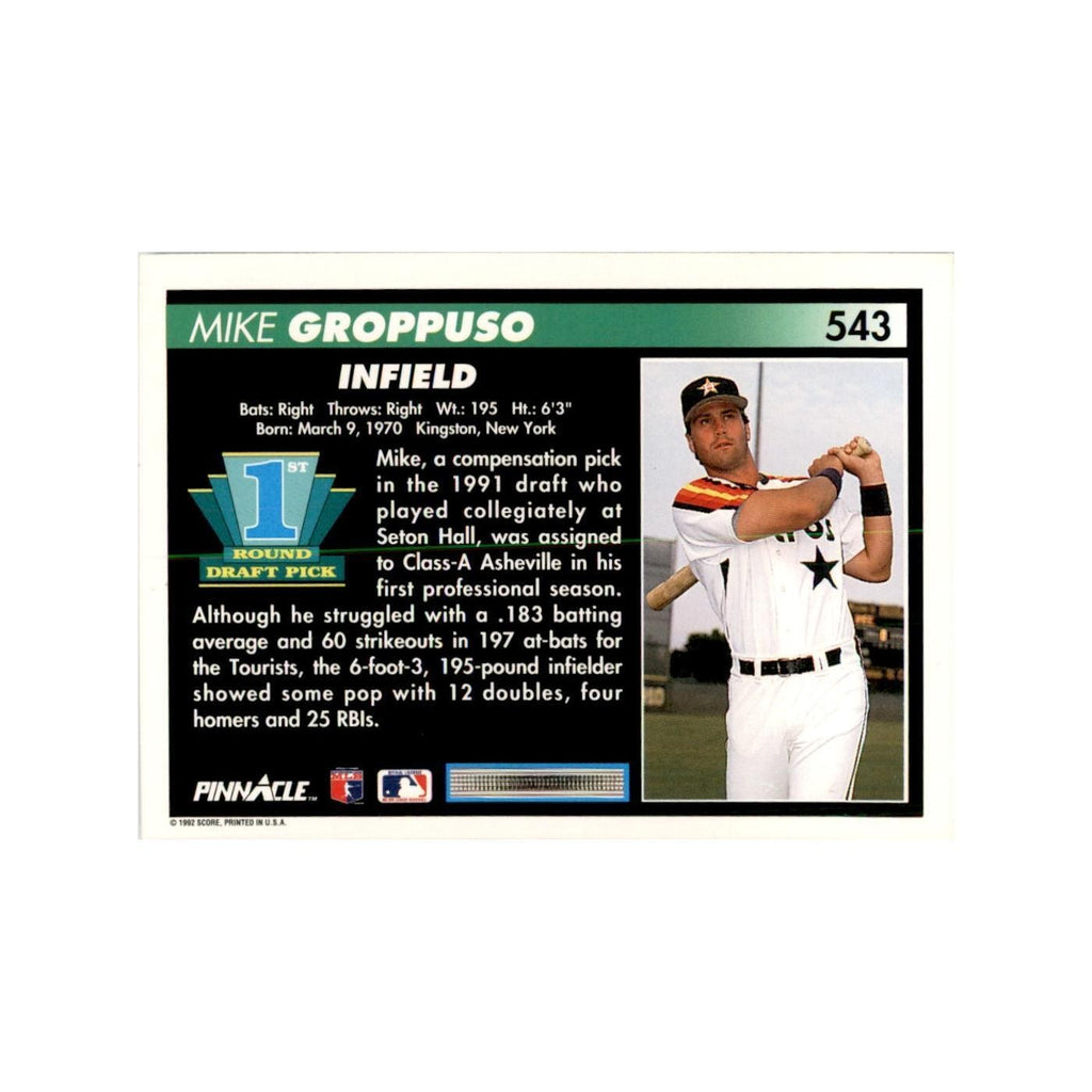 1992 Pinnacle Mike Groppuso Baseball Cards #543