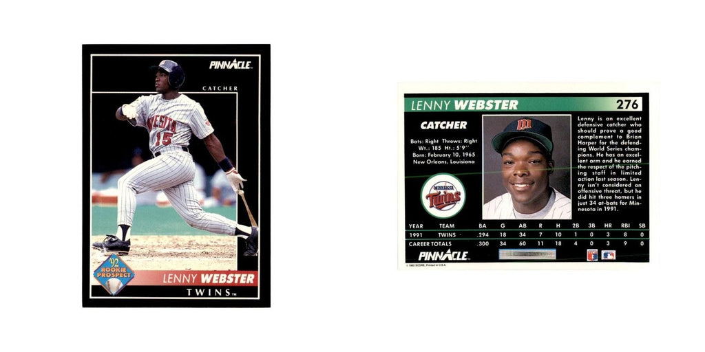 1992 Pinnacle Lenny Webster Baseball Cards #276