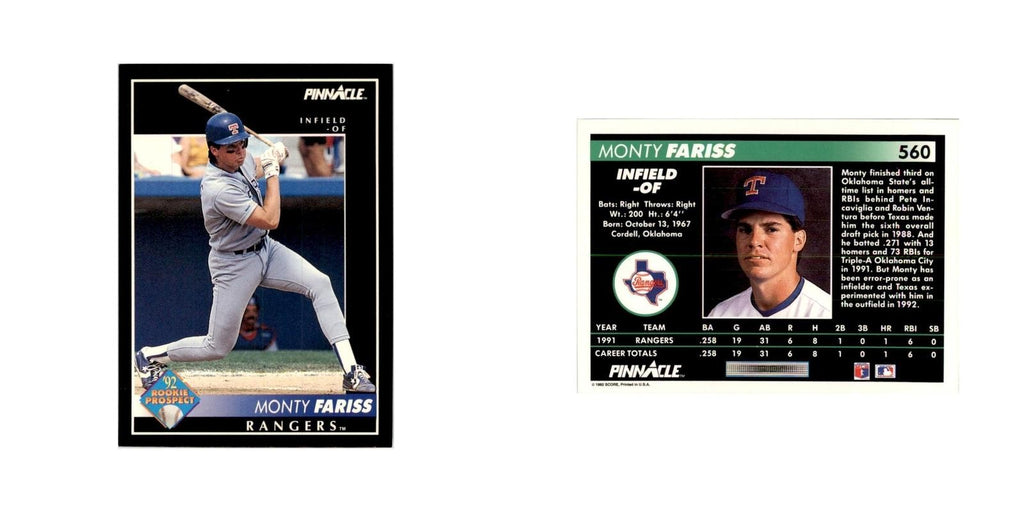 1992 Pinnacle Monty Fariss Baseball Cards #560