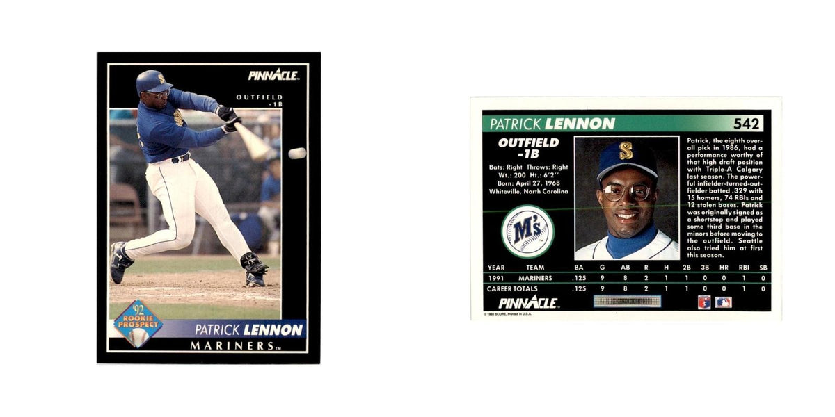 1992 Pinnacle Patrick Lennon Baseball Cards #542