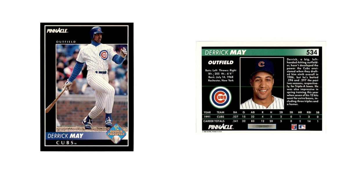 1992 Pinnacle Derrick May Baseball Cards #534