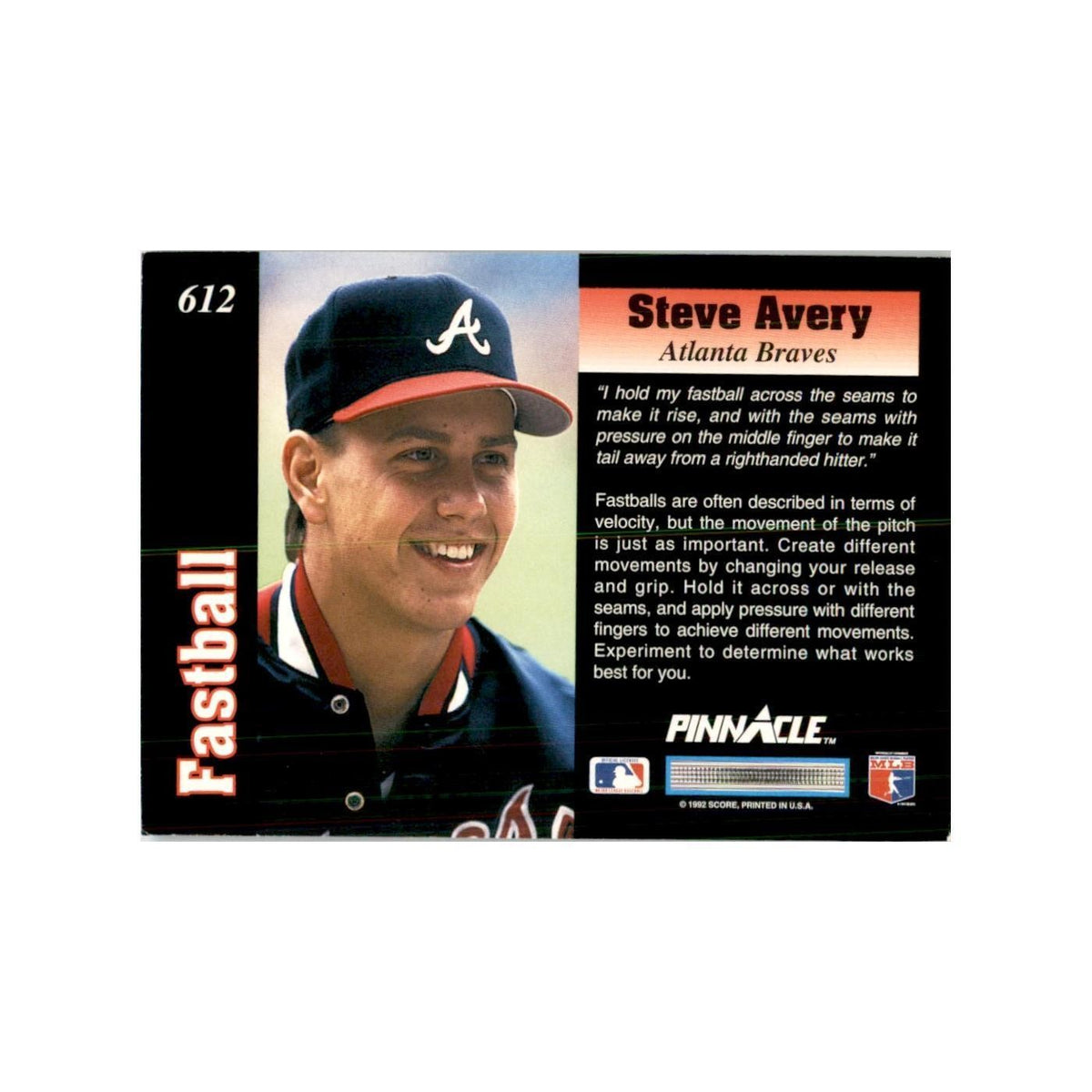 1992 Pinnacle Steve Avery Baseball Cards #612