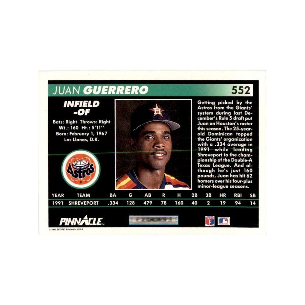 1992 Pinnacle Juan Guerrero Baseball Cards #552